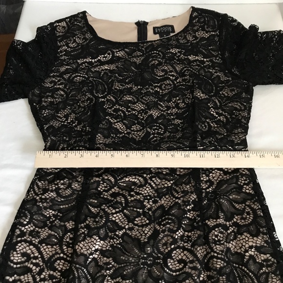 EN FOCUS STUDIO Lace Overlay Midi Dress Black Women’s Size 8 - Picture 11 of 16